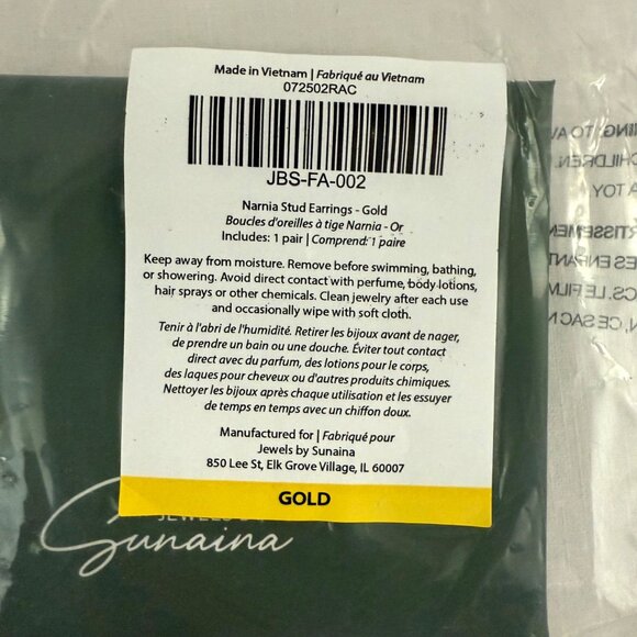 Jewels by Sunaina Narina Stud Earrings Gold CZ Teardrop Statement - Picture 7 of 12